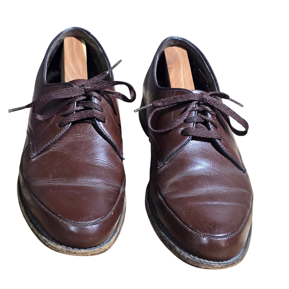 Vintage Walk-Over 9‎ EEE Brown Plain Toe Derby Blucher Oxford Leather Shoes